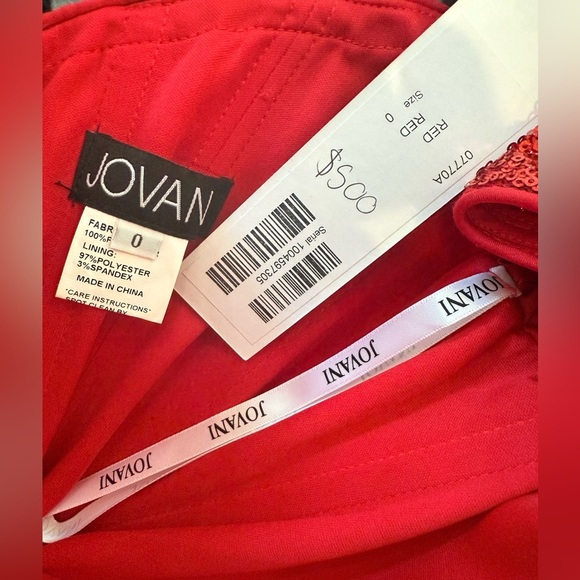 Jovani Dazzling Red Sequin Long Sleeve Dress - Picture 14 of 14